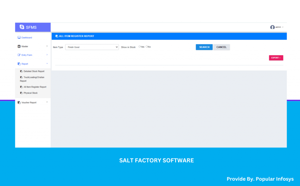 All Item Register Report Salt Factory Software