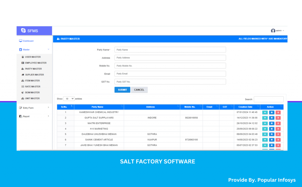 Party Master Salt Factory Software