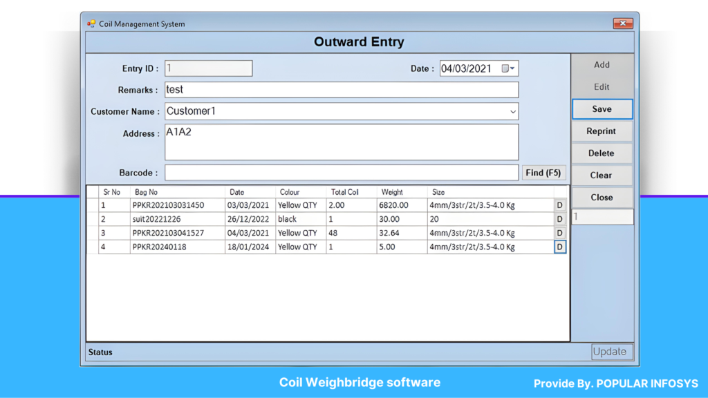 Coil Weighbridge Software