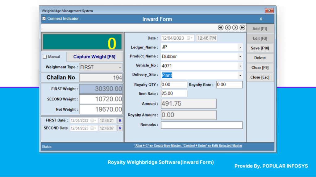 Royalty Weighbridge Software