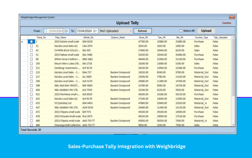 Sales Purchase Tally Integration with Weighbridge