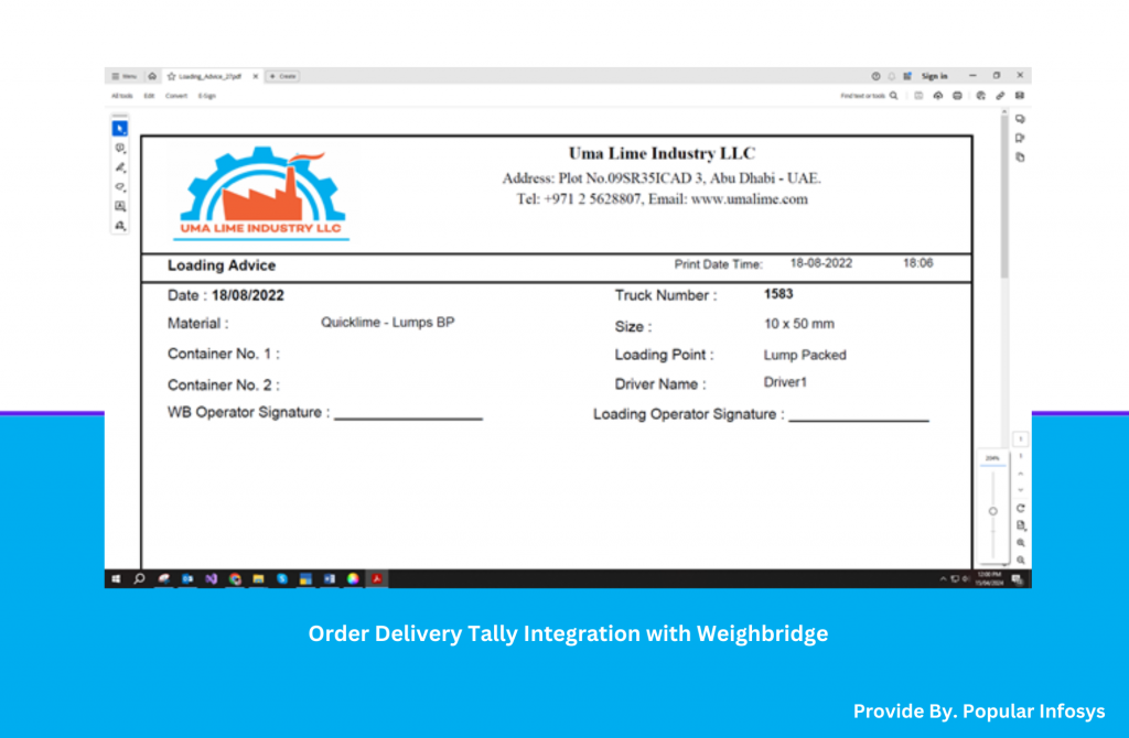 Order Delivery Tally Integration Company