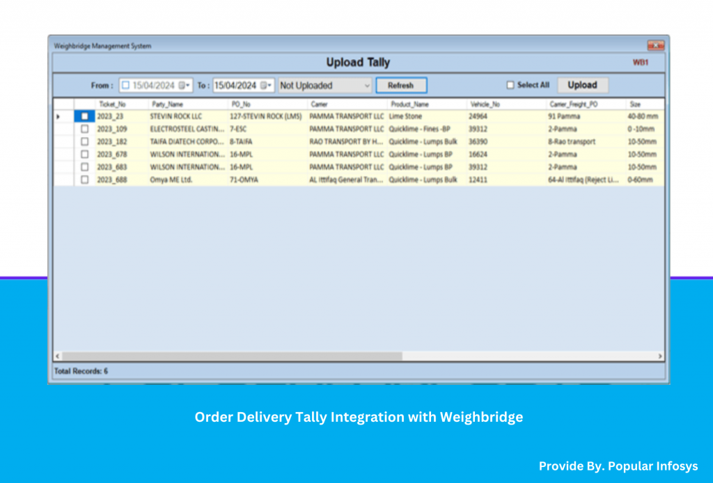 Order Delivery Tally Integration with Weighbridge Software Company
